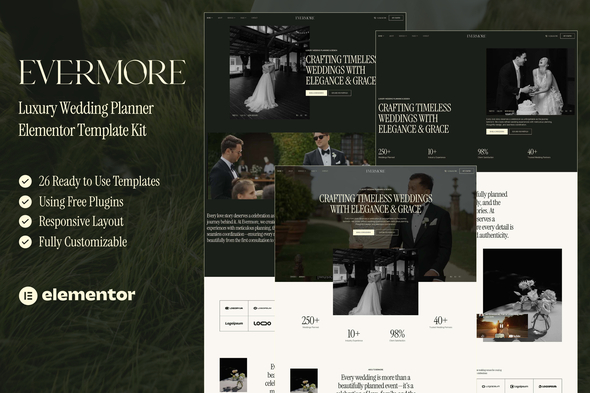 Evermore - Luxury Wedding Planner Elementor Template Kit Evermore - Luxury Wedding Planner Elementor Template Kit