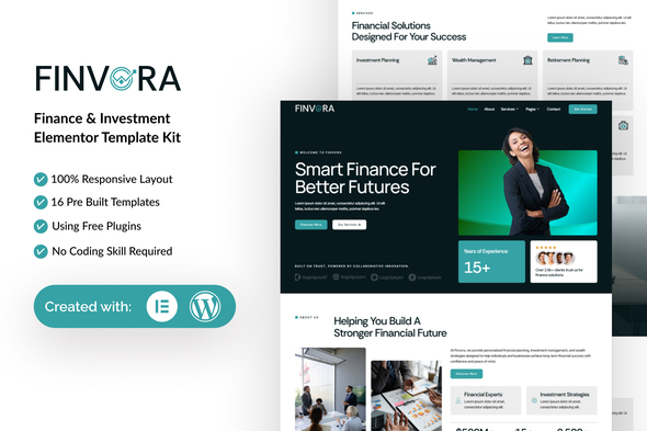 Finvora - Finance & Investment Elementor Template Kit Finvora - Finance & Investment Elementor Template Kit