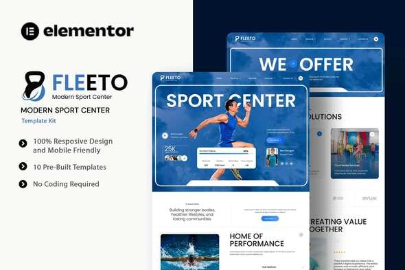 Fleeto - Modern Sport Center Elementor Template Kit Fleeto - Modern Sport Center Elementor Template Kit