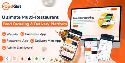 FoodGet App And Website With Admin Dashboard | Ultimate Multi-Restaurant Food Ordering And Delivery