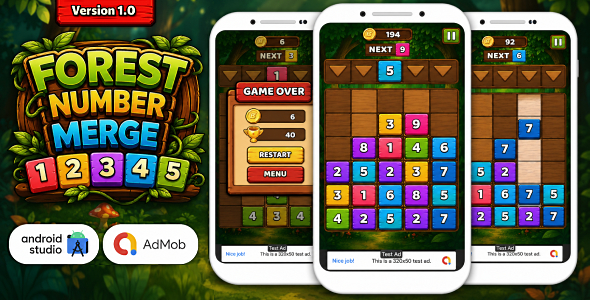 Forest Number Merge - Android Studio Puzzle Game with AdMob Ads Forest Number Merge - Android Studio Puzzle Game with AdMob Ads