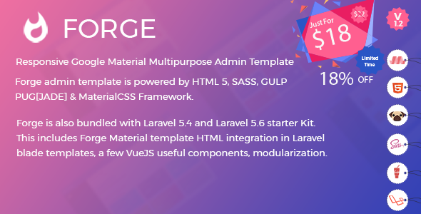 Forge Admin Template (HTML Version + Laravel 5.4 & 5.6 Starter Kit) Forge Admin Template (HTML Version + Laravel 5.4 & 5.6 Starter Kit)