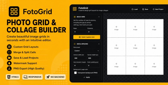FotoGrid | Photo Grid & Collage Builder with Watermark HTML Template FotoGrid | Photo Grid & Collage Builder with Watermark HTML Template