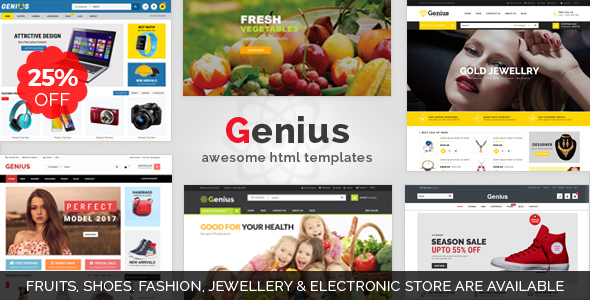 Genius | Organic, Fashion, Jewellery & Electronics Store Responsive HTML5 Template Genius | Organic, Fashion, Jewellery & Electronics Store Responsive HTML5 Template