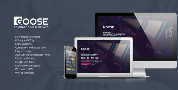 Goose - Responsive Coming Soon Page Template Goose - Responsive Coming Soon Page Template