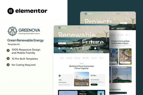 Greenova - Green Renewable Energy Elementor Template Kit Greenova - Green Renewable Energy Elementor Template Kit