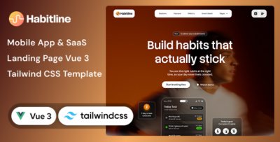 Habitline - Mobile App, SaaS Landing Page Vue 3 & Tailwind CSS Template