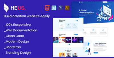 Heus - One Page Creative Agency & Digital Marketing Html Template