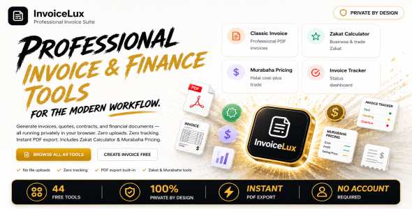 InvoiceLux | HTML5 Client-Side Invoice & Financial Tools Suite InvoiceLux | HTML5 Client-Side Invoice & Financial Tools Suite