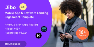 Jibo - Mobile App & Software Landing Page React Nextjs 14+ Template