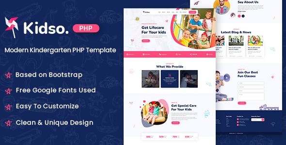 Kidso - Modern Kindergarten PHP Template Kidso - Modern Kindergarten PHP Template