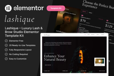 Lashique - Luxury Lash & Brow Studio Elementor Template Kit