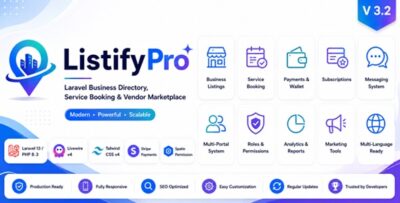 ListifyPro - Laravel Business Directory, Service Booking & Vendor Marketplace