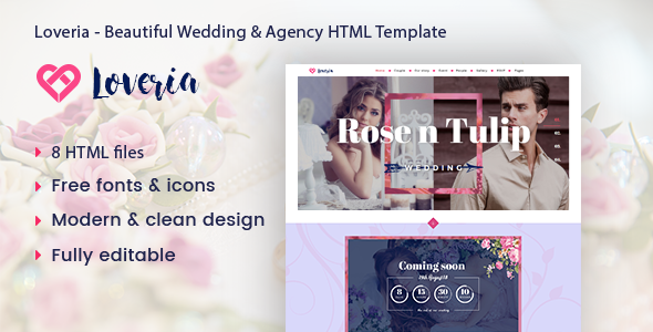 Loveria - Beautiful & Awesome Wedding Template. Loveria - Beautiful & Awesome Wedding Template.