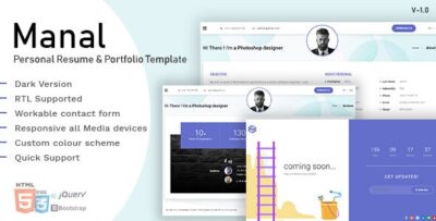 Manal - Personal Portfolio CV Resume One Page Template