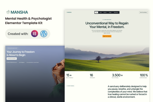 Mansha - Mental Health & Psychology Elementor Template Kit Mansha - Mental Health & Psychology Elementor Template Kit