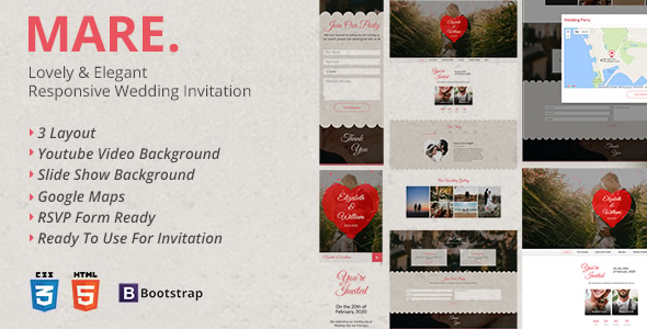 Mare - Lovely & Elegant Wedding Invitation Landing Page Mare - Lovely & Elegant Wedding Invitation Landing Page