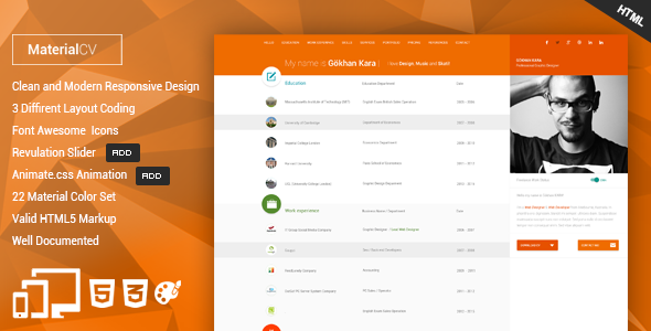 Material CV - Personal CV HTML Template Material CV - Personal CV HTML Template