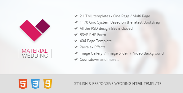 Material Wedding - Clean and Beautiful HTML Template Material Wedding - Clean and Beautiful HTML Template