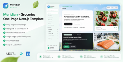 Meridian - Groceries One-Page Next.js Template