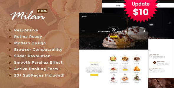 Milan : Restaurant Site Template Milan : Restaurant Site Template