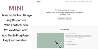 Mini -  Business Minimal HTML Template