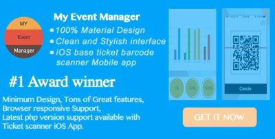 My Event Manager - 100% Material Design Backend with easy integration in WordPress with iOS App.