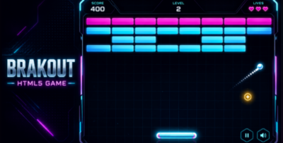 Neon Breakout |  HTML5 Arcade Brick Breaker Game