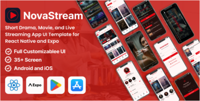 NovaStream - Short Drama and Streaming React Native Expo Template