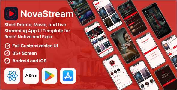NovaStream - Short Drama and Streaming React Native Expo Template NovaStream - Short Drama and Streaming React Native Expo Template