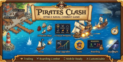 Pirates Clash | 2D Pirate Naval Combat HTML5 Game (Phaser 3)