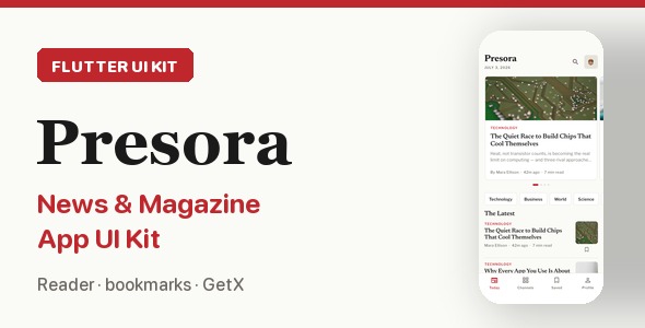 Presora | Flutter News Magazine App UI Kit Presora | Flutter News Magazine App UI Kit
