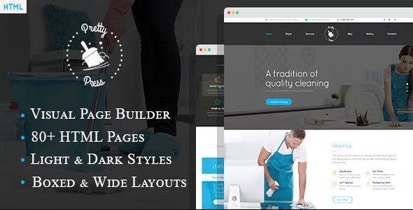 PrettyPress - Cleaning Service HTML Template with Builder PrettyPress - Cleaning Service HTML Template with Builder