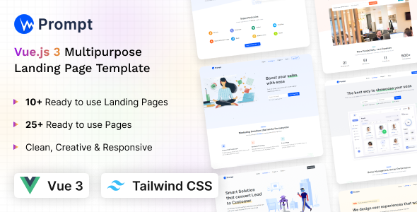 Prompt - Tailwind CSS Vue 3 Multipurpose Landing Template Prompt - Tailwind CSS Vue 3 Multipurpose Landing Template