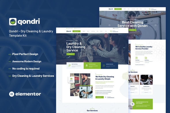 Qondri - Dry Cleaning & Laundry Elementor Template Kit Qondri - Dry Cleaning & Laundry Elementor Template Kit