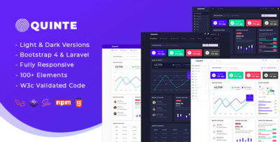 Quinte - Bootstrap 4 + Laravel Admin Dashboard Template
