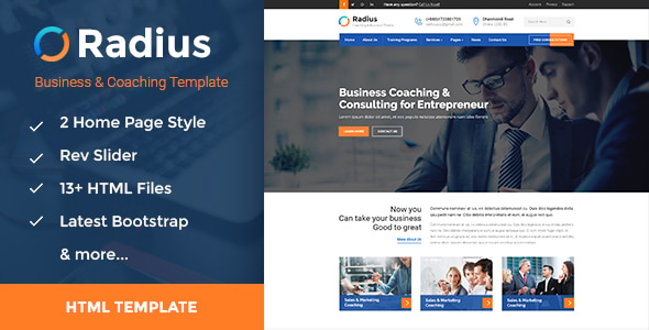 Radius - Training, Coaching, Consulting & Business HTML Template Radius - Training, Coaching, Consulting & Business HTML Template