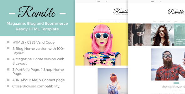 Ramble - Multi-Concept Blog, Magazine And Shop HTML Template Ramble - Multi-Concept Blog, Magazine And Shop HTML Template