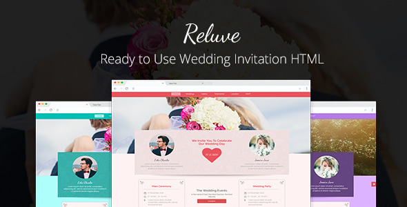 Reluve - Responsive Wedding Invitation Landing Page Reluve - Responsive Wedding Invitation Landing Page