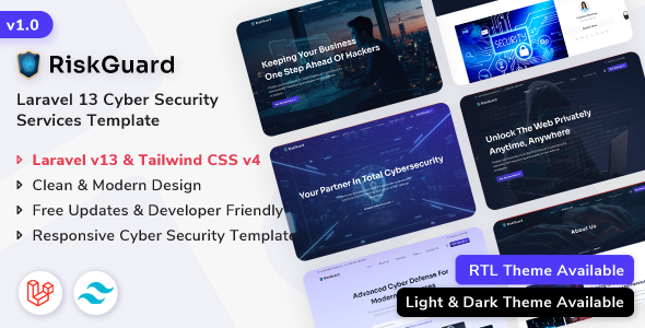 RiskGuard Laravel 13 Cyber Security Services Template RiskGuard Laravel 13 Cyber Security Services Template
