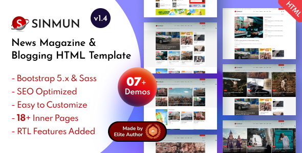 Sinmun - News Magazine & Blogging Bootstrap 5 Template Sinmun - News Magazine & Blogging Bootstrap 5 Template