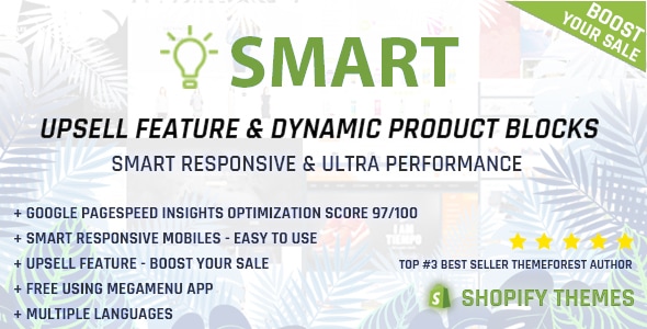 Smart - Multipurpose Shopify section - Upsell feature - Pagespeed Insights Optimization 97/100 Smart - Multipurpose Shopify section - Upsell feature - Pagespeed Insights Optimization 97/100