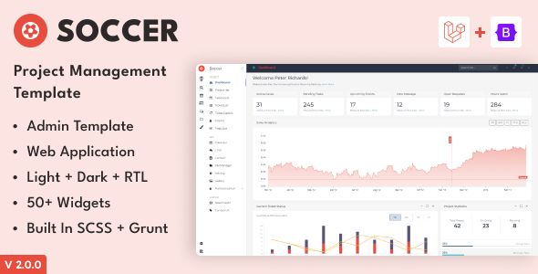 Soccer - Laravel + HTML Project Management Admin Template Soccer - Laravel + HTML Project Management Admin Template