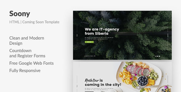 Soony - Powerful Coming Soon HTML Template Soony - Powerful Coming Soon HTML Template