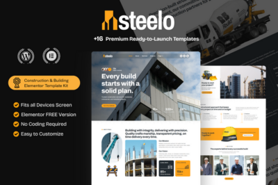 Steelo - Construction & Building Elementor Template Kit