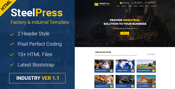 SteelPress - Industrial & Factory Business HTML Template SteelPress - Industrial & Factory Business HTML Template