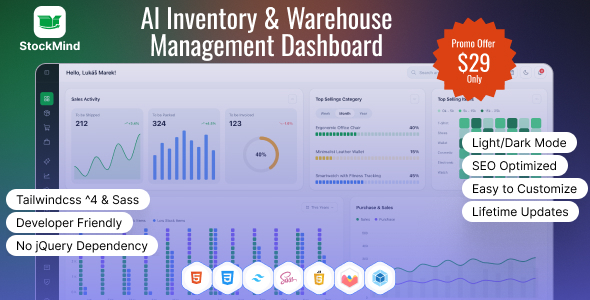 StockMind | AI Inventory & Warehouse Management Dashboard HTML Template StockMind | AI Inventory & Warehouse Management Dashboard HTML Template