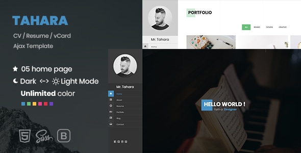 TAHARA Personal Vcard HTML Template TAHARA Personal Vcard HTML Template