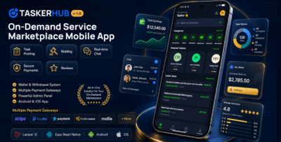 Taskerhub | On-Demand Service Marketplace Mobile App With Admin Panel
