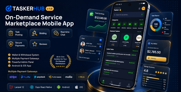 Taskerhub | On-Demand Service Marketplace Mobile App With Admin Panel Taskerhub | On-Demand Service Marketplace Mobile App With Admin Panel